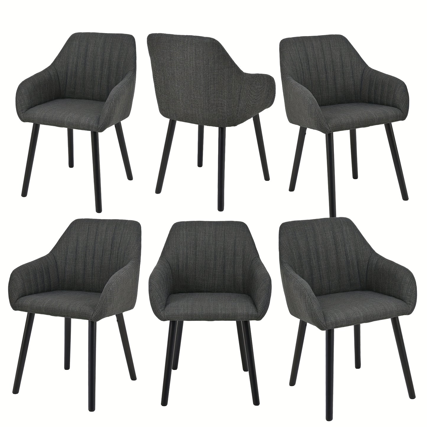 Set di 2/4/6 sedie da pranzo minimaliste con comodo schienale, braccioli e gambe in legno
