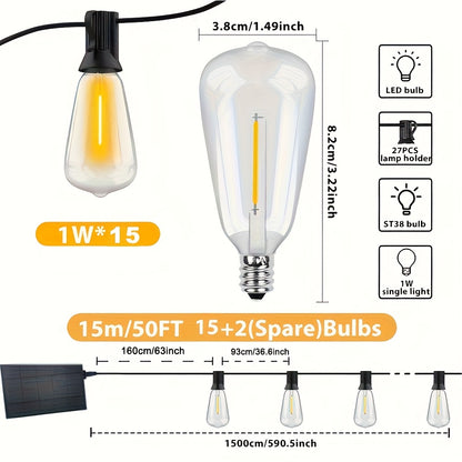 LECLSTAR 100ft 30+2LED Luci a Stringa Solari, Luci LED da Giardino Esterno, IP65, 8 Modalità di Luce, Timer 4/6/8 Ore, Luci Fatate Solari, 15 Metri/30 Metri, Bianco Caldo, Infrangibili, Decorazione per Esterni, Terrazza, Giardino, Pub, Feste, Balcone