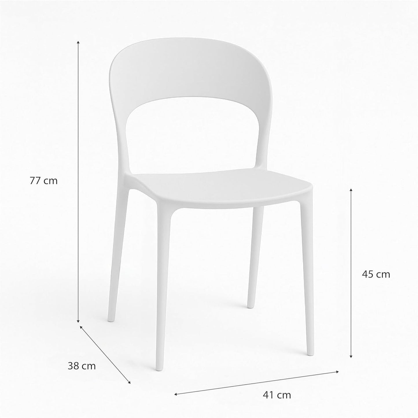 Baroni Home Set 4 Sedie in Plastica Bianca – Sedie Impilabili, Pronte all’Uso Senza Montaggio, Facili da Pulire, con Piedini Antiscivolo per Maggiore Stabilità – Ideali per Cucina, Soggiorno, Sala da Pranzo, Giardino, Terrazzo o Balcone – Sedute Comode e