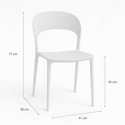 Baroni Home Set 4 Sedie in Plastica Bianca – Sedie Impilabili, Pronte all’Uso Senza Montaggio, Facili da Pulire, con Piedini Antiscivolo per Maggiore Stabilità – Ideali per Cucina, Soggiorno, Sala da Pranzo, Giardino, Terrazzo o Balcone – Sedute Comode e