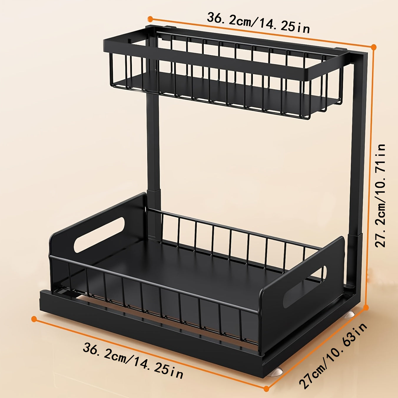 Organizzatore a doppio strato sottolavello - Scaffale estraibile in plastica resistente per armadietti, design impermeabile e antiruggine salvaspazio, adatto per cucina, bagno, dispensa, lavanderia - Facile da installare