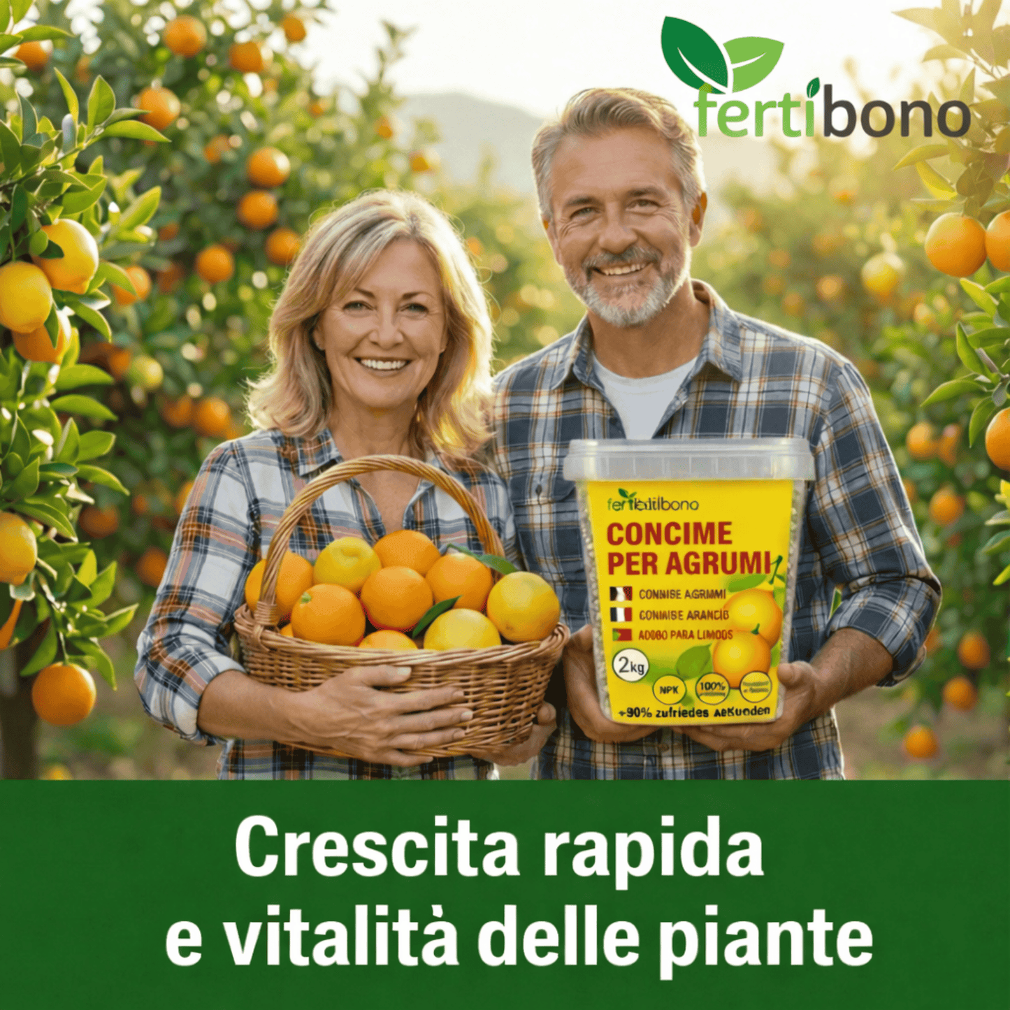 Fertilizzante Speciale per Agrumi per Alberi di Limone e Arancio, (2KG), 20-5-11 con Ferro, Calcio, Solfuro, Magnesio e Manganese - Correttore di Mancanza Multipla