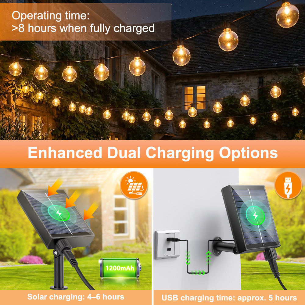 Catena Luminosa Solare da Esterno, 15M/20M/30M LED Luci da Giardino Dimmerabili Timer 8 modalità di illuminazione regolabili per Picnic Turistici, Atmosfera Decorativa, Illuminazione Cortile, Feste di Matrimonio, Cortili Esterni, Pergola Patio
