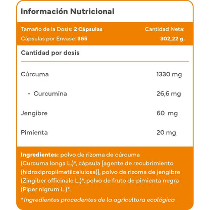Confezione da 2x Curcuma ECO con Zenzero e Pepe Nero – 1410 mg per Dose – 730 Capsule Vegane – Formato XL Risparmio – Sevens Nutrition