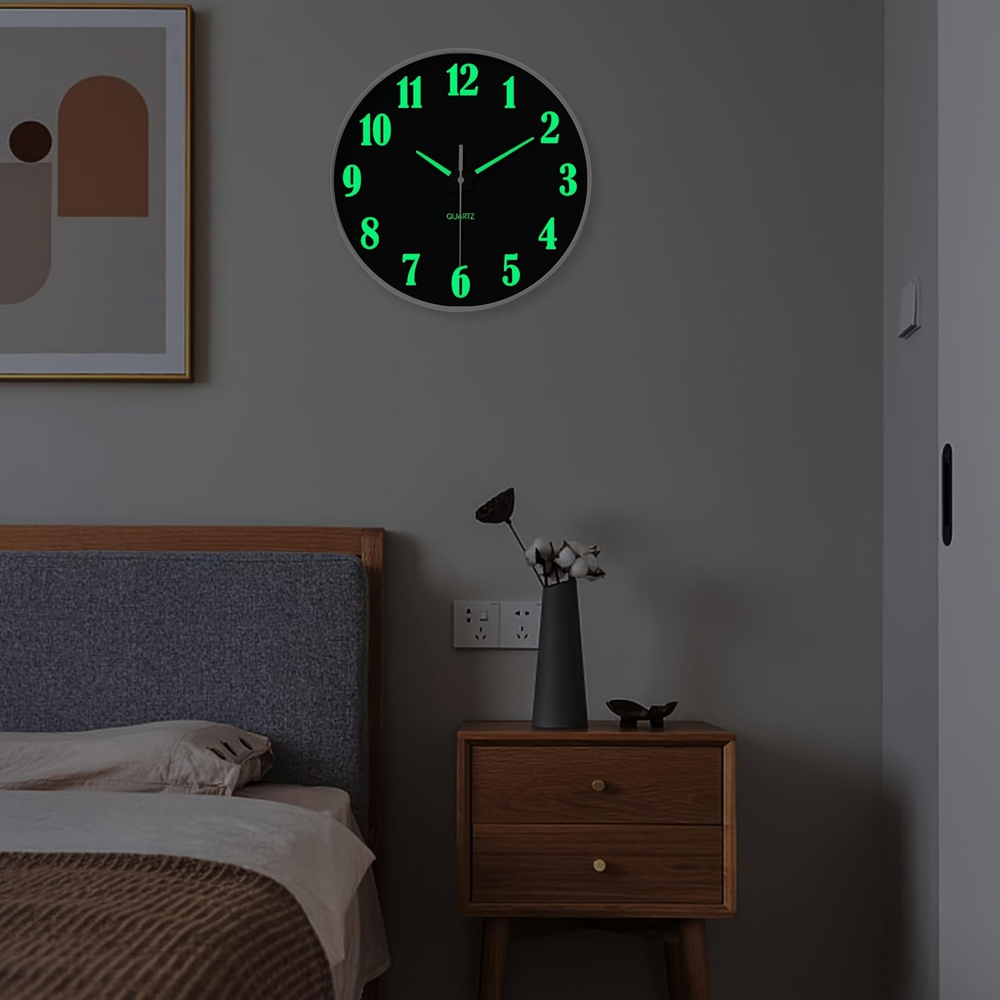 Orologio da parete al quarzo moderno minimalista da 12 pollici con movimento analogico luminoso/ e silenzioso senza ticchettio, alimentato a batteria, adatto per arredo soggiorno, camera da letto, cucina - Meccanismo, plastica/vetro, batteria non inclusa