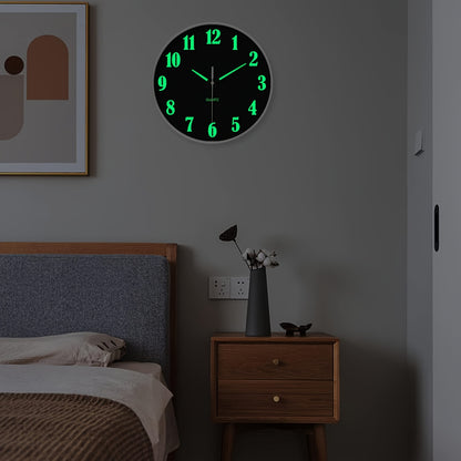 Orologio da parete al quarzo moderno minimalista da 12 pollici con movimento analogico luminoso/ e silenzioso senza ticchettio, alimentato a batteria, adatto per arredo soggiorno, camera da letto, cucina - Meccanismo, plastica/vetro, batteria non inclusa