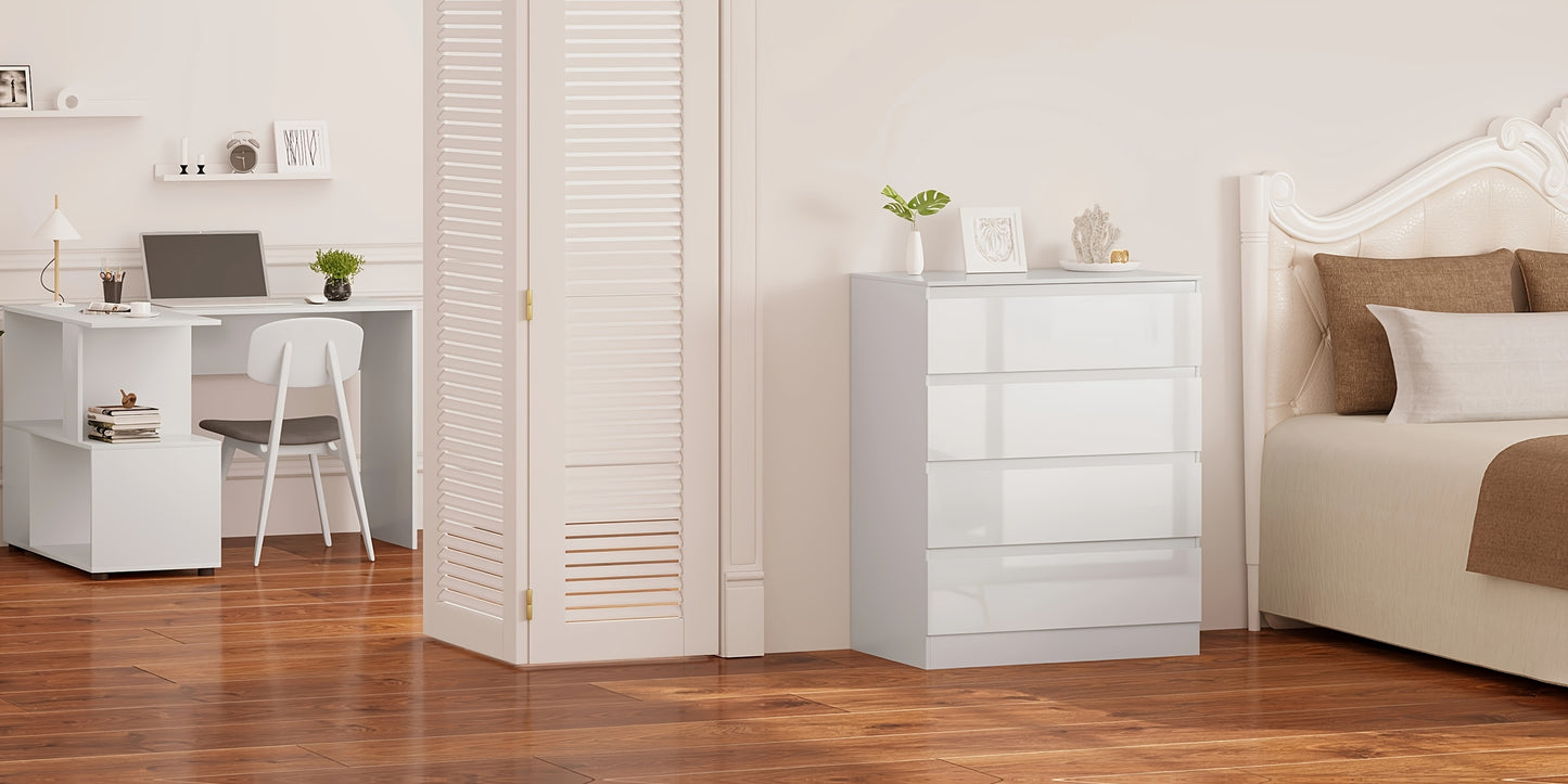 Unità di cassetti da 1 pezzo con 4 grandi cassetti, utilizzabili come organizer o comò, mobilia per la casa con ripiani rimovibili, tavolino da notte, camera da letto, soggiorno, bagno, bianco, 110x80x75 cm, decorazione pasquale, regalo per la Festa della