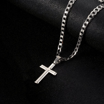 Magazzino Locale, Collana con Ciondolo in Argento 925 per Uomo, Catena Cubana da 5 mm con Croce Raffinata, Peso Totale del Prodotto (25.29G). Stile Street Party alla Moda, Regalo per Uomo, Regalo per la Festa del Papà, Regalo per il Partner, con Confezion