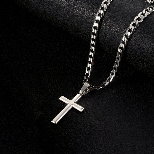 Magazzino Locale, Collana con Ciondolo in Argento 925 per Uomo, Catena Cubana da 5 mm con Croce Raffinata, Peso Totale del Prodotto (25.29G). Stile Street Party alla Moda, Regalo per Uomo, Regalo per la Festa del Papà, Regalo per il Partner, con Confezion