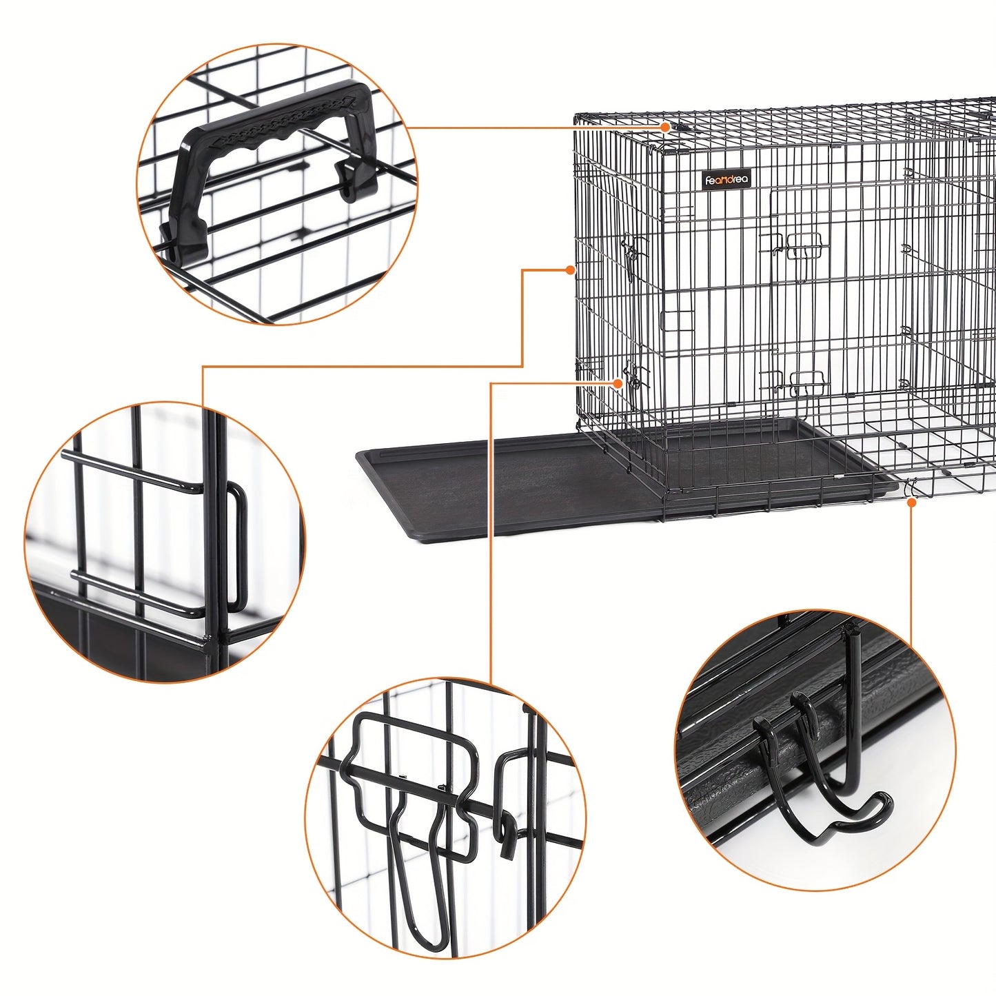 Gabbia per Cani, Casetta per Cani con 2 Porte, 122x74,5x80,5 cm