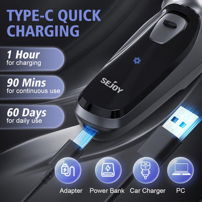 Rasoio Elettrico da Uomo, SEJOY Rasoio Elettrico per Uomo Viso, Rasoio Ricaricabile Wet & Dry con Rifinitore Pop Up, Ricarica Rapida in 1 Ora, Testina Flottante 3D, Indicatore di Alimentazione LCD