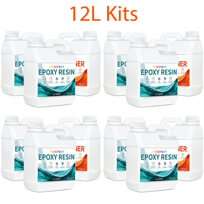 FUNEPOXY Kit Resina Epossidica 2:1 Alta Lucentezza Super Trasparente - A Scorrimento Rapido, Senza Bolle, Basso Odore, Facile da Usare, Alta Durata, Finitura Cristallina per Creazione di Gioielli, Piani di Tavoli a Fiume, Bicchieri, Stampi, Pittura su Leg
