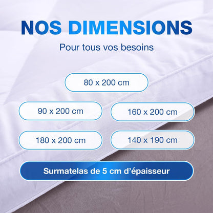CATAVANA - Topper per Materasso Comfort - Varie Misure (80 X 200 Cm/ 90 X 200 Cm/ 140 X 190 Cm/ 140 X 200 Cm/ 160 X 200 Cm/ 180 X 200 Cm) - Microfibra Traspirante e di Alta Gamma - Imbottitura 800 G - Antiscivolo con Elastici - Ideale per 1 Persona/ 2 Per