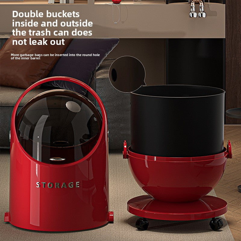 Cestino per rifiuti contemporaneo da 20L con coperchio sicuro e ruote, plastica robusta, impugnatura confortevole, design compatto, gestione degli odori, ideale per cucina, ufficio, soggiorno
