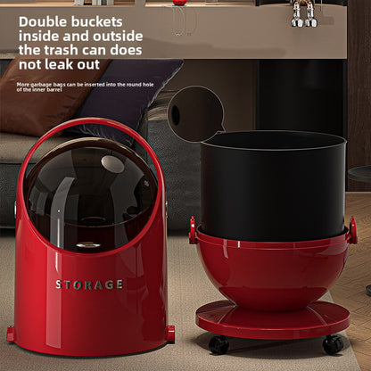 Cestino per rifiuti contemporaneo da 20L con coperchio sicuro e ruote, plastica robusta, impugnatura confortevole, design compatto, gestione degli odori, ideale per cucina, ufficio, soggiorno