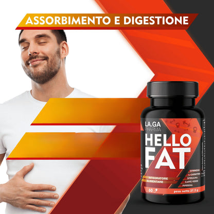 HelloFat – Integratore con Cromo, Gymnema e Spirulina | 60 Capsule | Supporto per il metabolismo dei carboidrati e i livelli di glucosio | Qualità Italiana