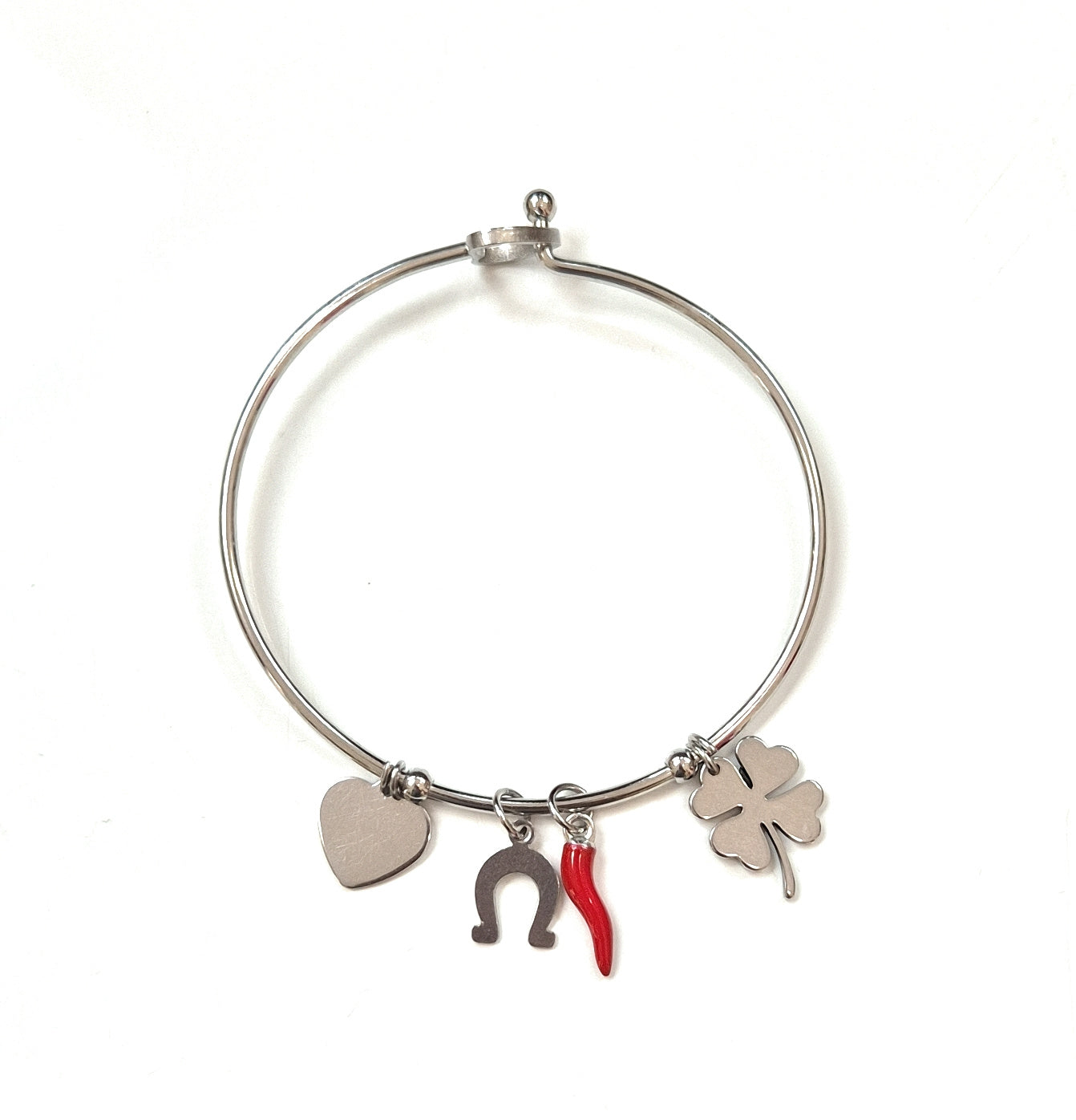 Bracciale donna rigido con corno Portafortuna