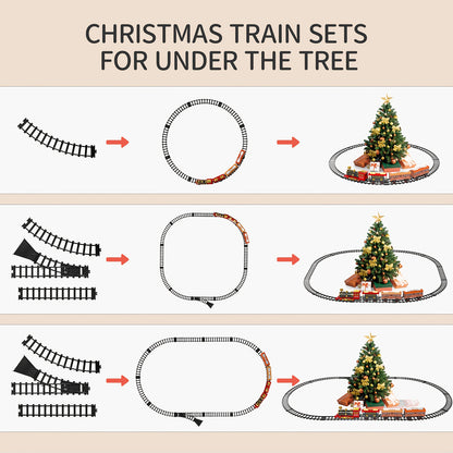 Set di binari per treni elettrici, giocattolo per decorazioni natalizie, locomotiva retrò tradizionale con luce, vapore e suono, giunzione binari, giocattolo educativo, treno in metallo pressofuso, regalo di compleanno e Natale