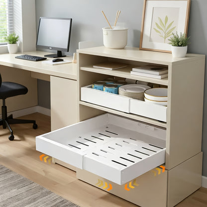 Organizzatore per pensili estraibile espandibile per carichi pesanti, con 3 guide silenziose, larghezza regolabile (30,99 cm-51,99 cm), adatto per pensili da cucina, ripiani estraibili per pensili