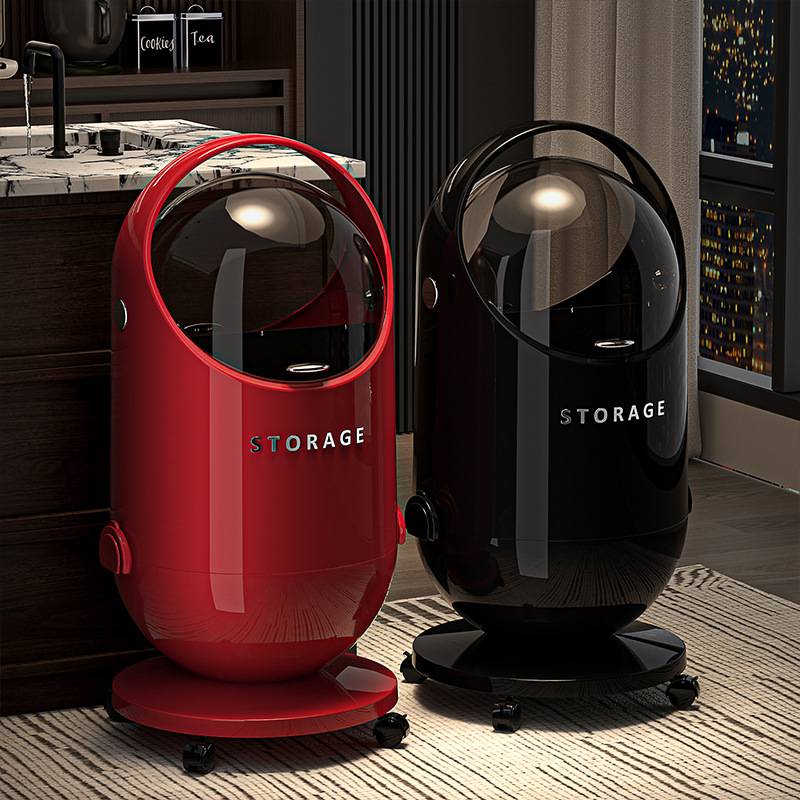 Cestino per rifiuti contemporaneo da 20L con coperchio sicuro e ruote, plastica robusta, impugnatura confortevole, design compatto, gestione degli odori, ideale per cucina, ufficio, soggiorno