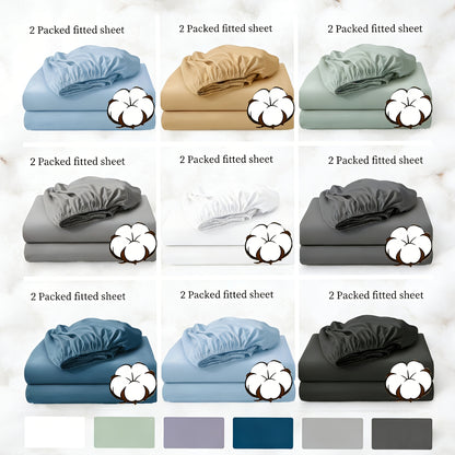 Set da 2 lenzuola con angoli, 100% cotone, disponibili in vari colori. Lenzuolo con angoli/coprimaterasso/copriletto, realizzato in morbido, traspirante e confortevole materiale di cotone (non include federe).