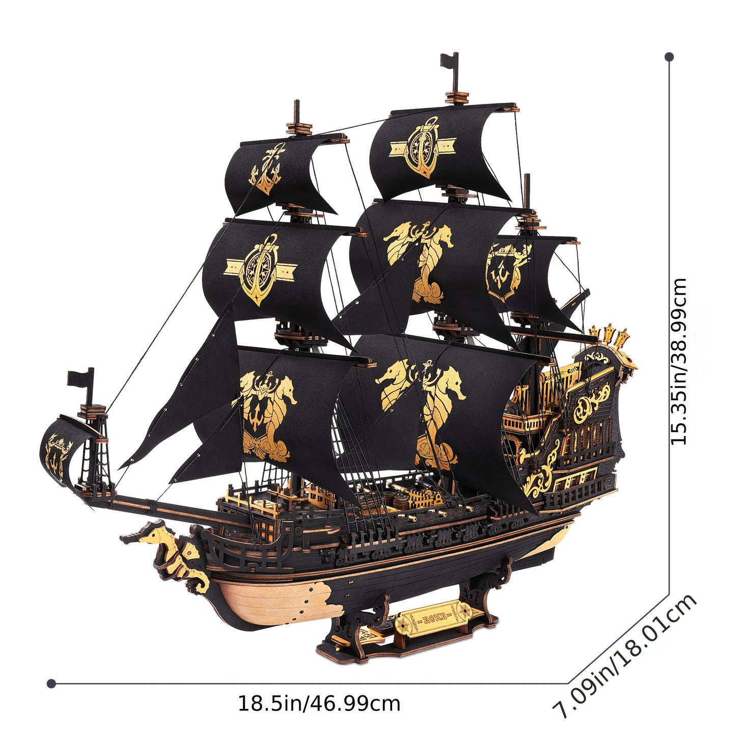 ROKR Il Cavallo Marino Barca Puzzle 3D in Legno, Kit di Modellismo Nautico, Kit Artigianali per Decorazioni Casa e Ufficio, un Regalo Distinto per Appassionati di Artigianato