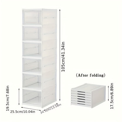 Scatola per scarpe impilabile, scatola porta scarpe in plastica ispessita a 3 o 6 strati - Scarpiera pieghevole retrattile con design a ribalta, non richiede montaggio, design verticale salvaspazio