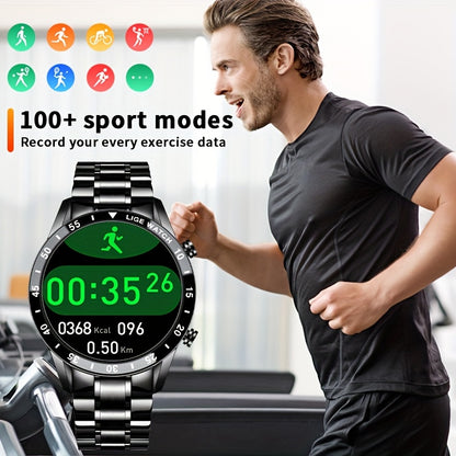 Orologio Intelligente LIGE con Schermo Touch Completo da 3,53 cm. Funzione di Controllo Musicale/Avviso Informazioni Chiamate/Conteggio Calorie. Orologi da Polso Sportivi Multifunzionali per Esterni per Android e iPhone. Adatto per Regali a Uomini