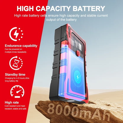 Avviatore d'emergenza per auto 6000A-8000A, display a LED, torcia a LED, ricarica rapida USB, batteria integrata ad alta capacità, portatile e facile da usare, avviatore per auto