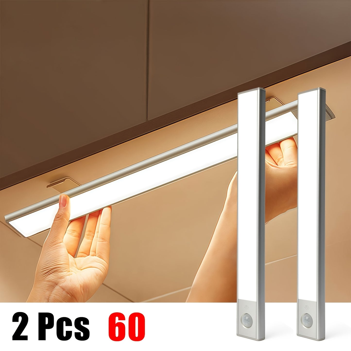 Luci a LED sottopensile Setonr con involucro in lega di alluminio, luce a sensore di movimento a batteria ricaricabile per uso interno, luci per armadio magnetiche dimmerabili, illuminazione senza fili sottopiano per cucina, scale, camera da letto, soggio