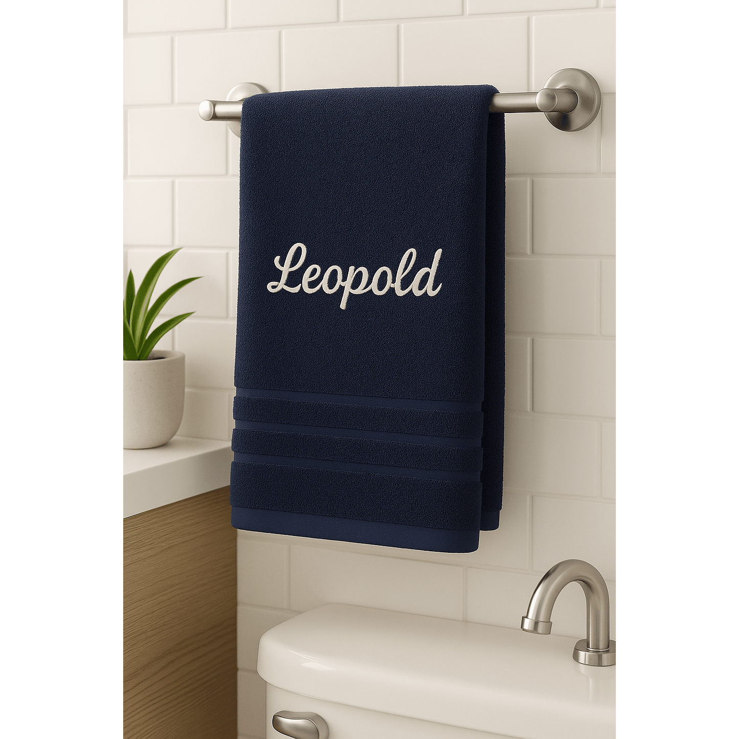Asciugamano da Bagno Personalizzato con Nome - Ricamo Elegante, Asciugamano in Cotone Su Misura