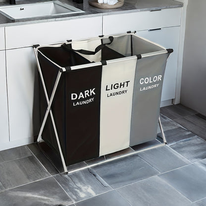 Cesto per biancheria sporca 1 pz, Cesto portabiancheria sporca, 3 scomparti, Cesto portabiancheria pieghevole per classificazione, Cesto portabiancheria domestico con coperchio, Adatto per soggiorno, camera da letto, bagno, Organizzazione della casa