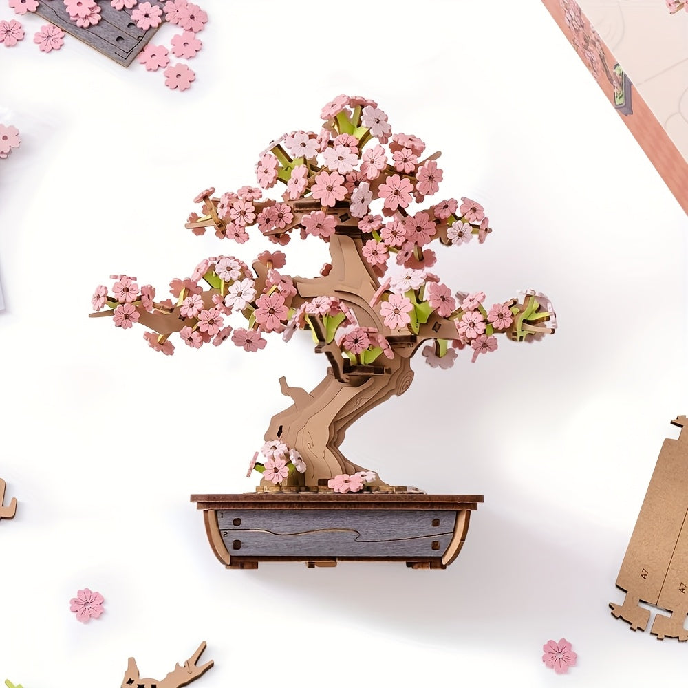 Rolife Puzzle 3D in Legno Modello Bonsai Sakura, Set Artigianale Decorazioni per la Casa Ornamenti Regali Creativi per e Adolescenti 14+