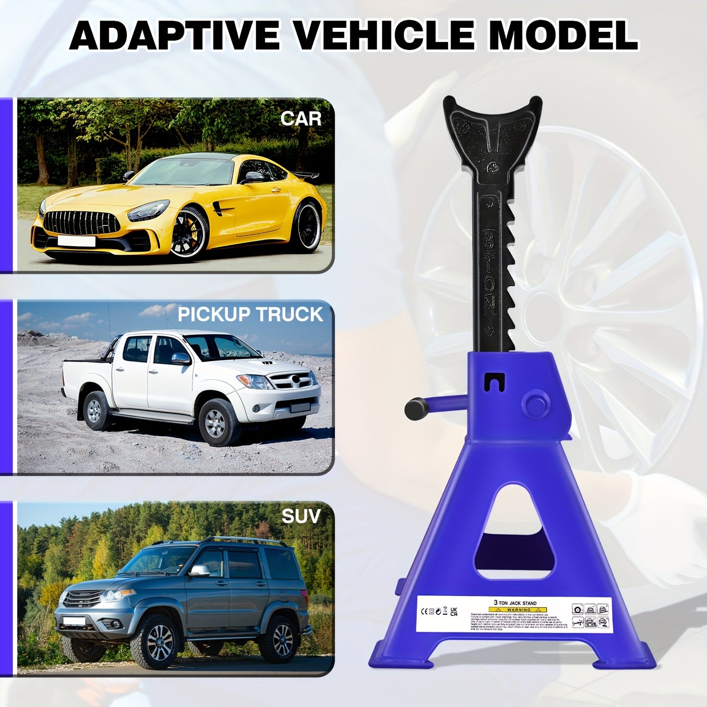 Cavalletti per assi a cricco a 3 tonnellate, cavalletto per assi a carrùcolo, caratteristica auto, cavalletti per assi per auto e furgone da 3 tonnellate per sollevamento di emergenza, cavalletto per caravan, strumento di sollevamento, supporto di solleva