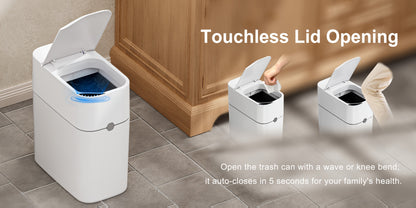Cestino Sensore Piccolo per Bagno, Bianco con Coperchio, Cestino Intelligente per Bagno, Prodotti per la Casa, Consigliato per Cucina, Bagno, Camera da Letto
