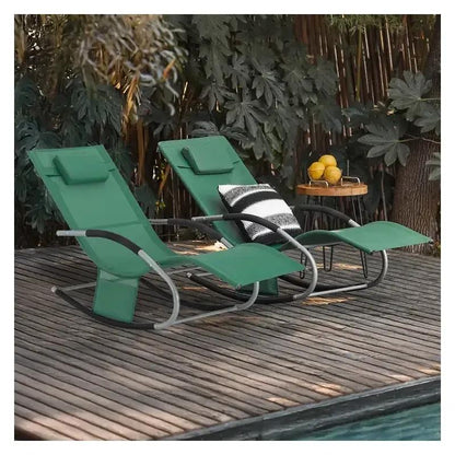 1 Pezzo Lettino Prendisole Lettino da Giardino Sdraio Relax Sedia a Dondolo da Esterno con Cuscino Poggiatesta Superficie Ergonomica Tessuto Resistente agli Agenti Atmosferici Struttura in Metallo Tasca Laterale Portata Massima 150 kg Terrazza Balcone Gia