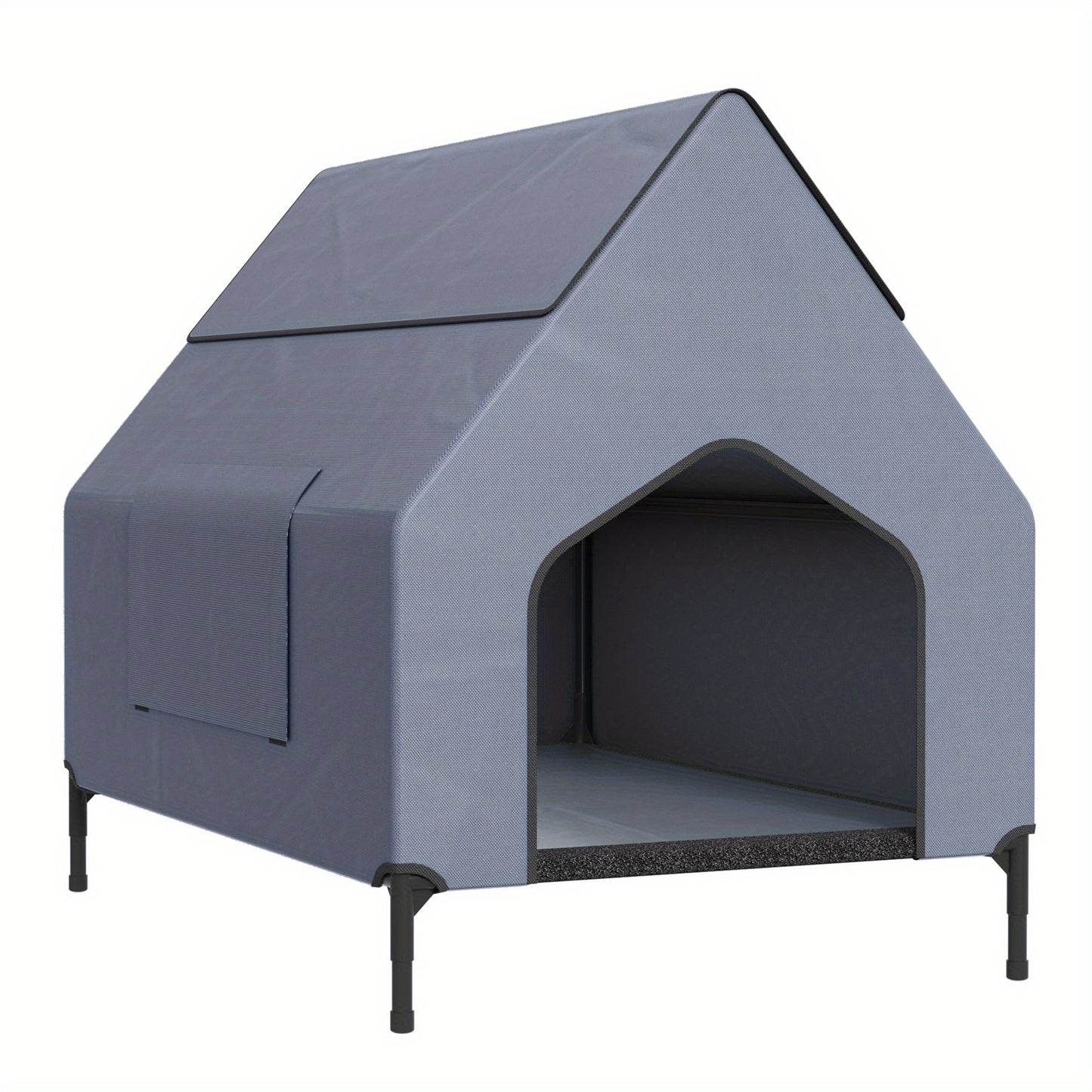 Casina per Cani Grigia con Porta e Finestra, Adatta per Uso Interno/Esterno