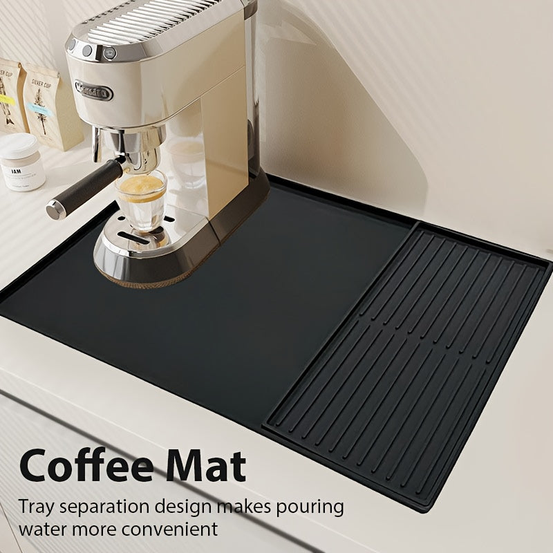 Tappetino da Caffè in Silicone 2-in-1 con Bordi Sollevati e Design Antiscivolo - Facile da Pulire, Durevole 59,94 cm X 40,13 cm Tappetino per Macchine da Caffè, Ideale per Uso Domestico e in Ufficio, Accessori per Bar Caffè, Regalo Perfetto per gli Amanti