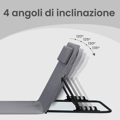 Lettino da Spiaggia, Sedia a Sdraio, Lettino Prendisole, Cuscino, Schienale Inclinabile, Portatile con Manico, per Campeggio Giardino Piscina, 158 x 55 cm, Grigio Ardesia/Azzurro Cielo/Blu Turchino/Grigio