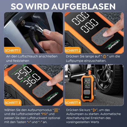 Avviatore di emergenza per auto 12000A con compressore d'aria, pompa di gonfiaggio per pneumatici senza fili, booster per batteria con power bank e torce LED, scatola di avviamento automatico 12V per tutti i veicoli a benzina o diesel da 10.0L, doppio dis