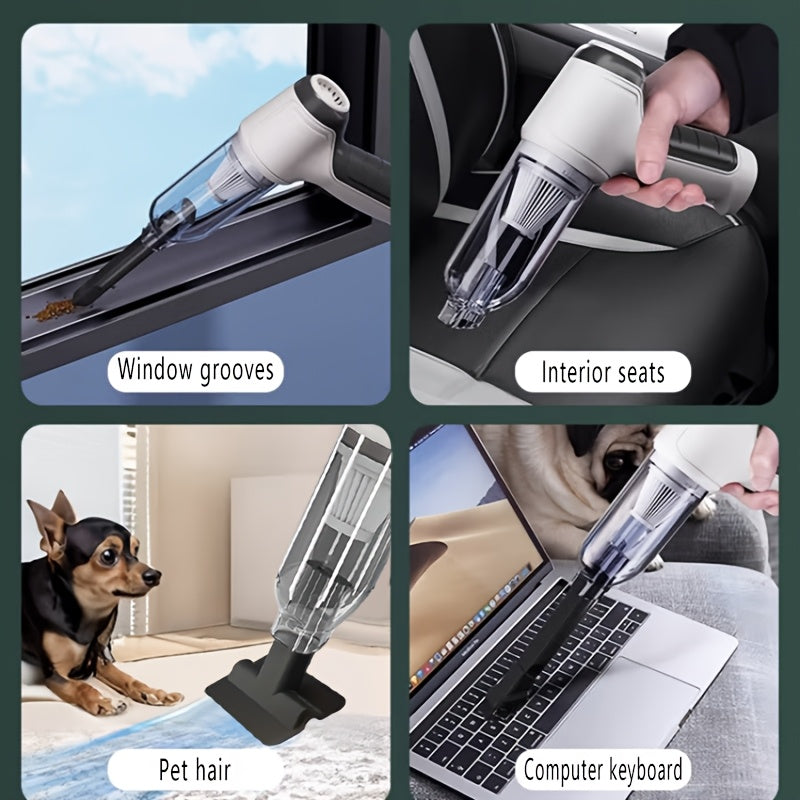 Aspirapolvere per Auto Senza Fili Portatile e Potente - Forte Aspirazione, Ricarica USB, Leggero e Portatile, 7 Accessori Combinati per Uso Multiscena, Adatto per Cucina, Interni Auto, Camera da Letto, Pulizia Ufficio e Rimozione Efficiente della Polvere