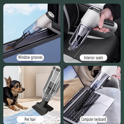 Aspirapolvere per Auto Senza Fili Portatile e Potente - Forte Aspirazione, Ricarica USB, Leggero e Portatile, 7 Accessori Combinati per Uso Multiscena, Adatto per Cucina, Interni Auto, Camera da Letto, Pulizia Ufficio e Rimozione Efficiente della Polvere