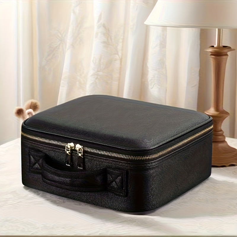 Questo trousse extra-large è disponibile in rosa e nero, con specchio e spazio generoso per il trucco. Il suo design elegante lo rende ideale sia per truccatori professionisti che per l'uso personale.