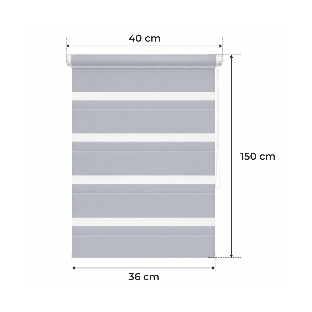 Tenda a Rullo Giorno & Notte - Grigio Chiaro - 32 Misure - BOJANEK Giorno & Notte - Installazione Finestra Non Invasiva, Nessuna Foratura Richiesta, Regolazione a Catena, Supporti Regolabili per Varie Spessori di Finestre, Design Moderno, Protezione dalla