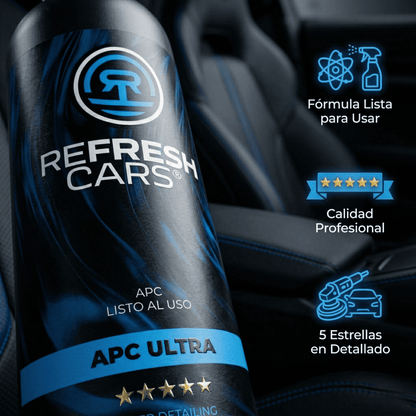 Detergente Auto APC Ultra Refresh Cars 500ml - Pulitore Universale Professionale Interni - Cuoio, Cruscotto, Plastica, Tessuti e Motore - Kit con Panno Microfibra