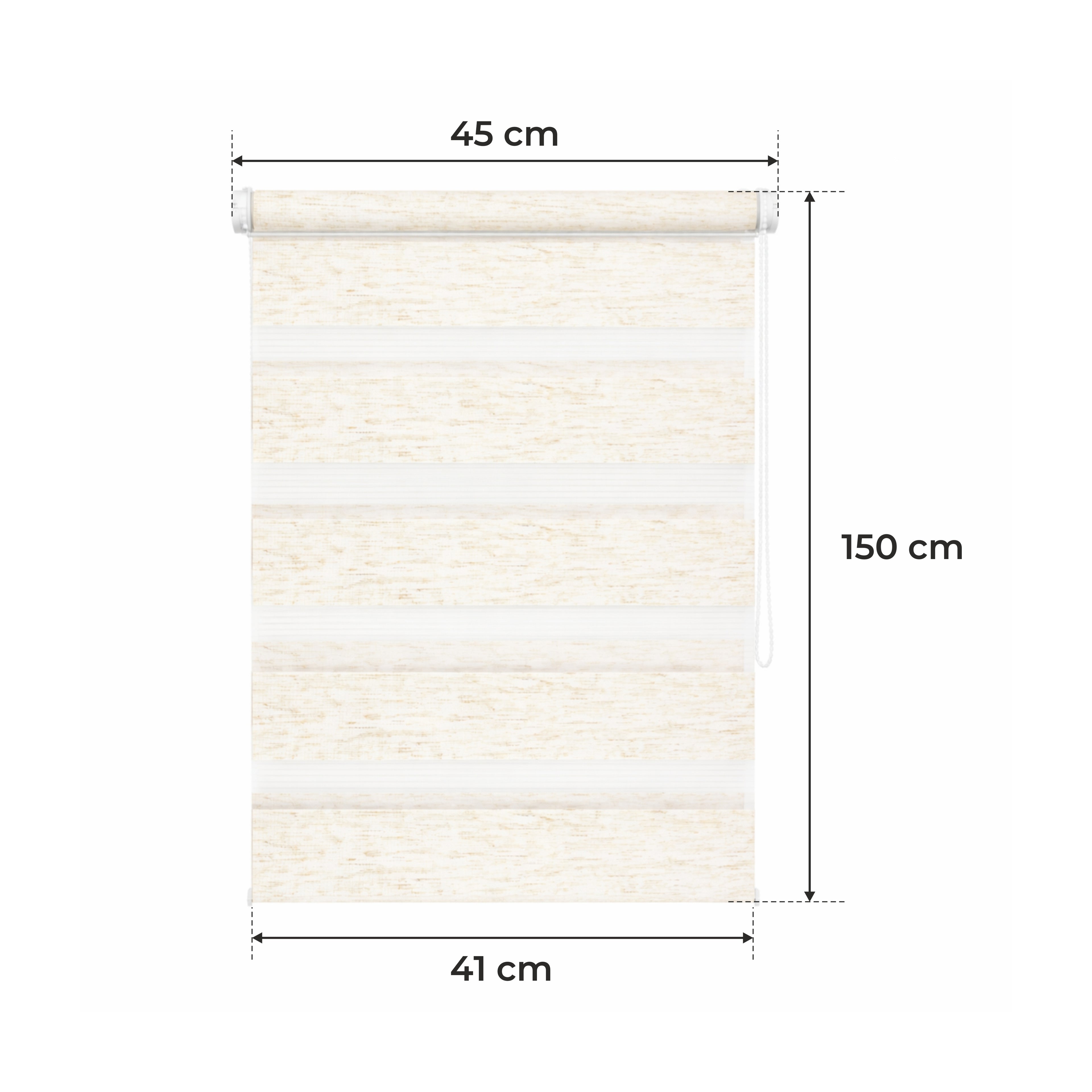 Tenda a Rullo Giorno & Notte - Beige Melange - 32 Misure - BOJANEK Giorno & Notte - Installazione Finestra Non Invasiva, Nessuna Foratura Richiesta, Regolazione a Catena, Supporti Regolabili per Varie Spessori di Finestra, Design Moderno, Protezione dalla