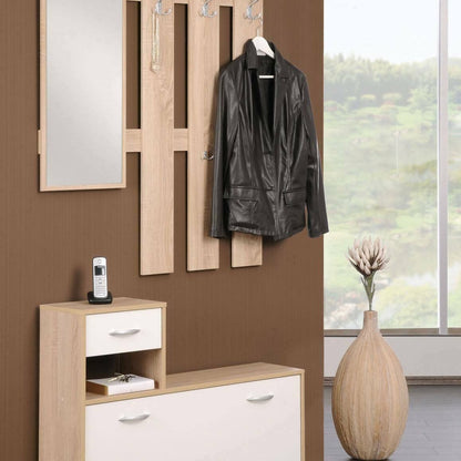 Mobile da ingresso Dbiagin, Entratina moderna, Mobile con scarpiera, Armadio multiuso con specchio, 100x25h180 cm, Disponibile in 5 colori