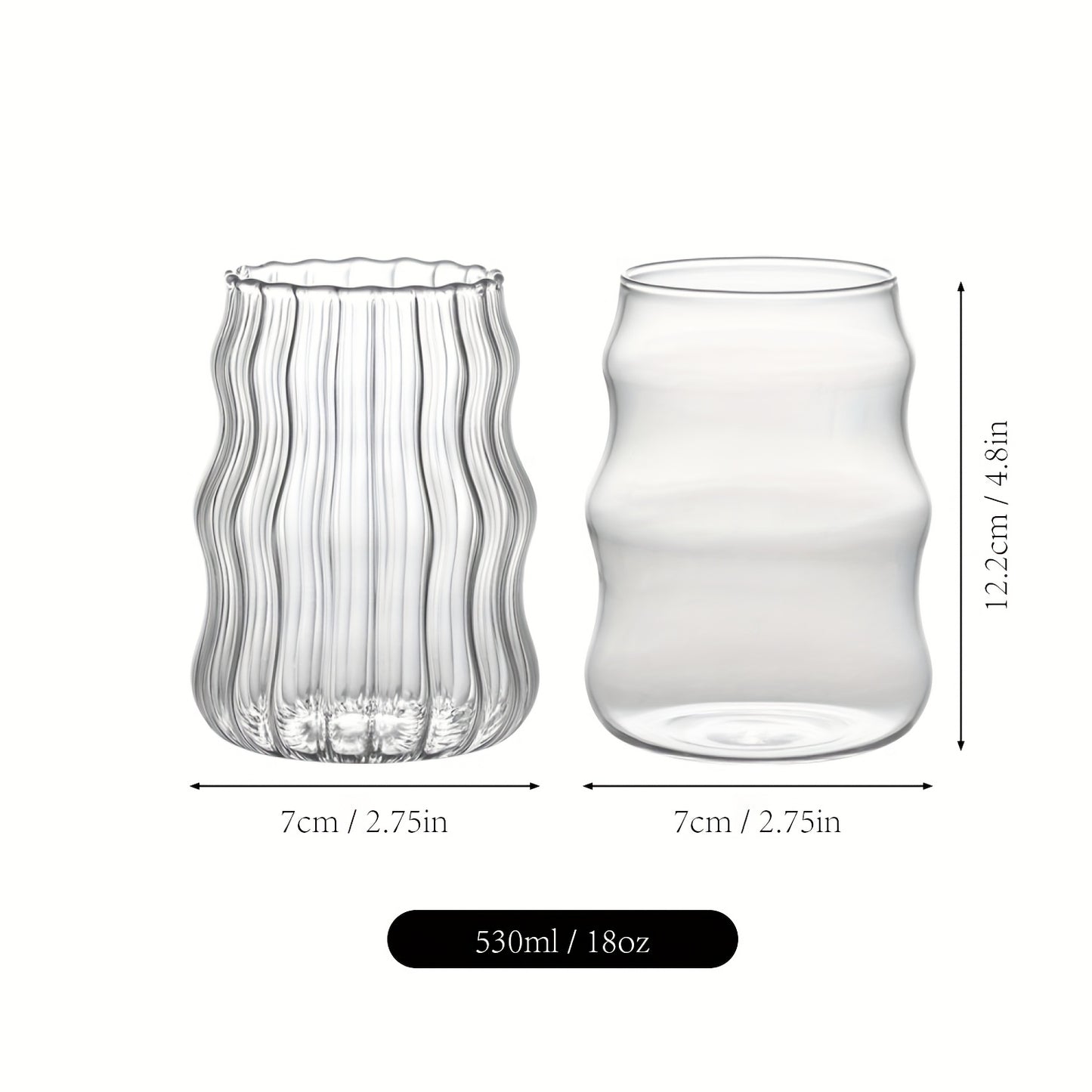 Magazzino Locale, Set di 6 Bicchieri a Strisce a Forma di Nuvola, Include 6 Cannucce, 530 ml/18 oz, Adatto per Bevande Calde/Fredde, Succo, Latte, Acqua, Gelato, Cocktail, Perfetto per Feste, Realizzato in Vetro Borosilicato, Lavabile in Lavastoviglie