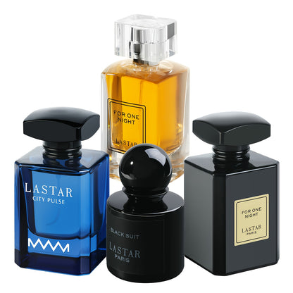 Set di Quattro Flaconi di Profumo da Uomo, Note Legnose Calde e Note di Frutta Fresca, Fragranza a Lunga Durata, Colonia da Uomo, Che Mostra Charm, Creando un'Atmosfera Misteriosa, Adatto per Appuntamenti, La Prima Scelta per un Regalo di Festa per Uomini