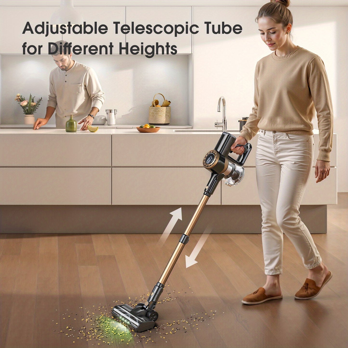 Aspirapolvere senza fili Lubluelu 46 Kpa -groviglio, aspirapolvere a bastone 6 in 1 con display a LED, autonomia di 50 minuti per tappeti, pavimenti duri, peli di animali domestici